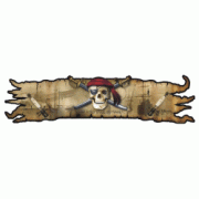 Pirate Skull Sword Banner Decal Sticker