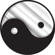Chrome Silver Ying Yang Decal Sticker